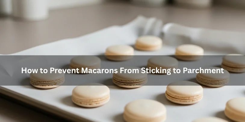 Perfectly baked macarons releasing cleanly from flat parchment paper, illustrating how to prevent sticking with proper technique.-why do my macarons stick to the parchment paper 