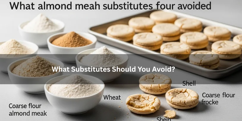 Unsuitable almond meal substitute options displayed beside failed macaron-style cookies, illustrating which substitutes should be avoided for macarons under soft natural lighting.-almond meal substitute for macarons 
