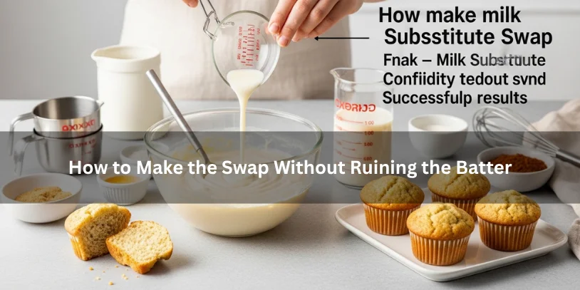 Smooth muffin batter beside measured milk substitute options and freshly baked muffins, illustrating how to swap milk without ruining the batter under soft natural lighting.-best milk substitute for baking muffins 