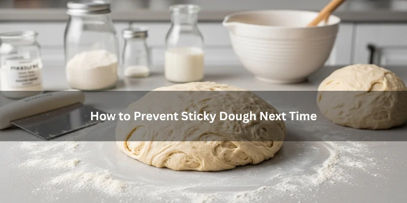 Cinnamon Roll Dough Too Sticky? How to Fix It Without Ruining Soft, Fluffy Rolls Smooth enriched cinnamon roll dough with a soft slightly tacky manageable texture beside measured ingredients, illustrating how to prevent sticky dough next time under soft natural lighting.-cinnamon roll dough too sticky