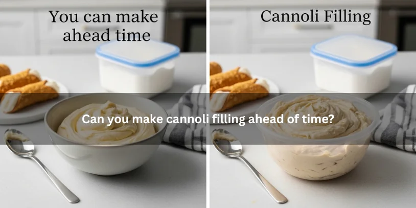 Visual showing freshly made cannoli filling vs. filling prepared ahead of time and stored in the fridge under soft natural light.-how do i thicken cannoli filling 