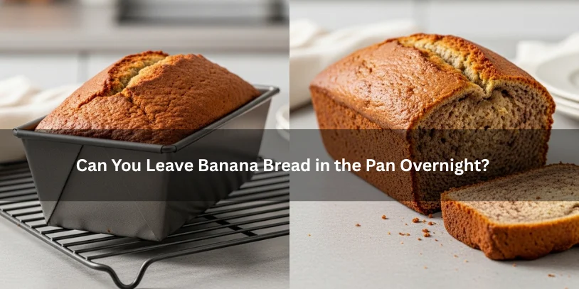 Freshly baked banana bread left in a loaf pan overnight beside a removed loaf, illustrating texture and sticking concerns under soft natural lighting.-how to get banana bread out of the pan