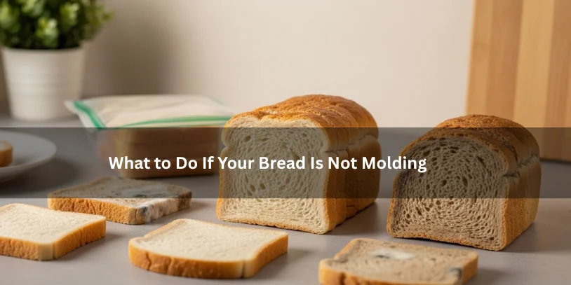 Several bread slices in a controlled comparison setup showing fresh bread beside slices with early mold growth, illustrating what to do if bread is not molding under soft natural lighting.-how to make bread mold quickly 