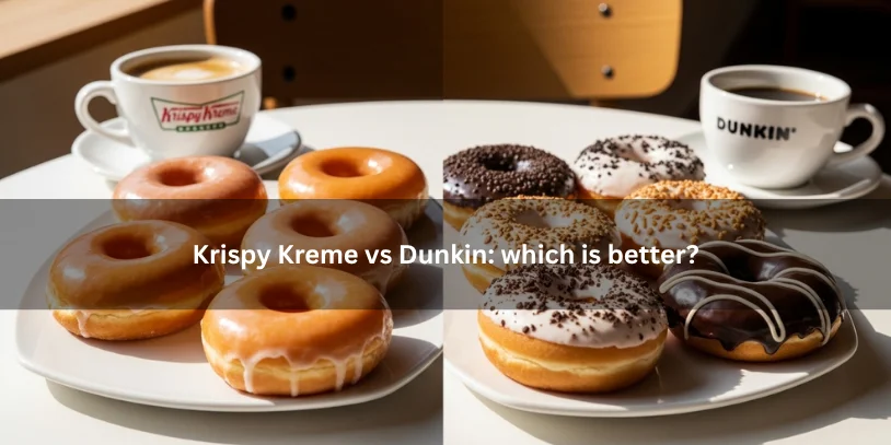 Why Are Krispy Kreme Donuts So Good? The Real Reasons People Keep Coming Back Krispy Kreme-style glazed donuts and Dunkin-style assorted donuts displayed side by side with coffee, comparing texture, glaze, and variety.-why are krispy kreme donuts so good