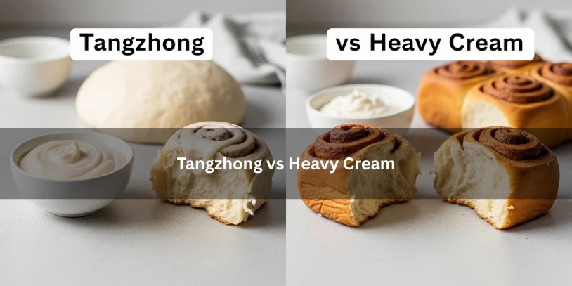Why Are My Cinnamon Rolls Dry? Common Causes, Quick Fixes, and How to Keep Them Soft Two cinnamon roll dough setups comparing tangzhong and heavy cream, illustrating differences in softness, moisture, and crumb texture under soft natural lighting.-why are my cinnamon rolls dry