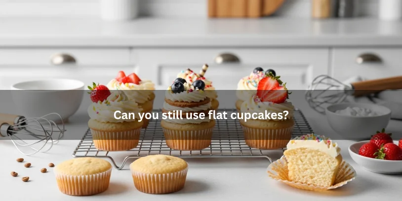 Flat homemade cupcakes decorated and repurposed with frosting and toppings, illustrating that flat cupcakes can still be used and served attractively.-why are my cupcakes flat 