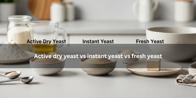 Active dry yeast, instant yeast, and fresh yeast displayed side by side, highlighting their visual differences under soft natural lighting.-why is my active yeast not foaming 