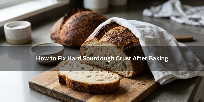 Image showing steps to fix hard crust on baked goods, including tips and techniques for achieving a softer texture.-my sourdough crust is too hard
