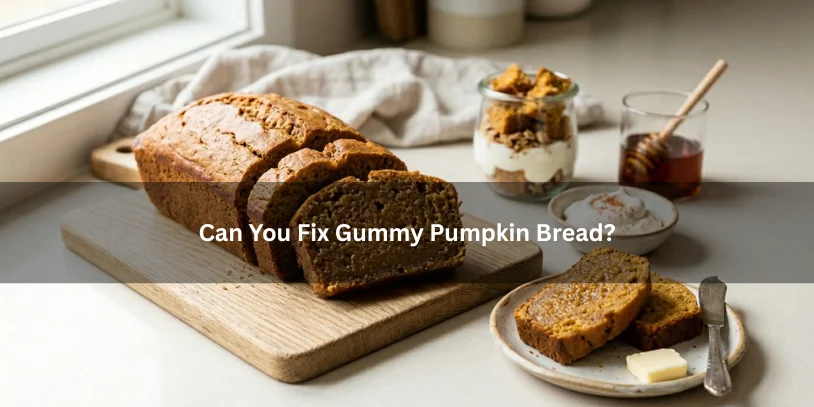 Gummy pumpkin bread slices with serving ideas nearby, illustrating whether gummy pumpkin bread can be fixed under soft natural lighting.-why is my pumpkin bread gummy